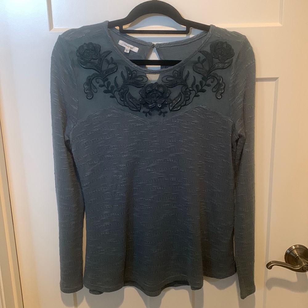 Maurices Sweater with Sheer Velvety/Embroidered Top